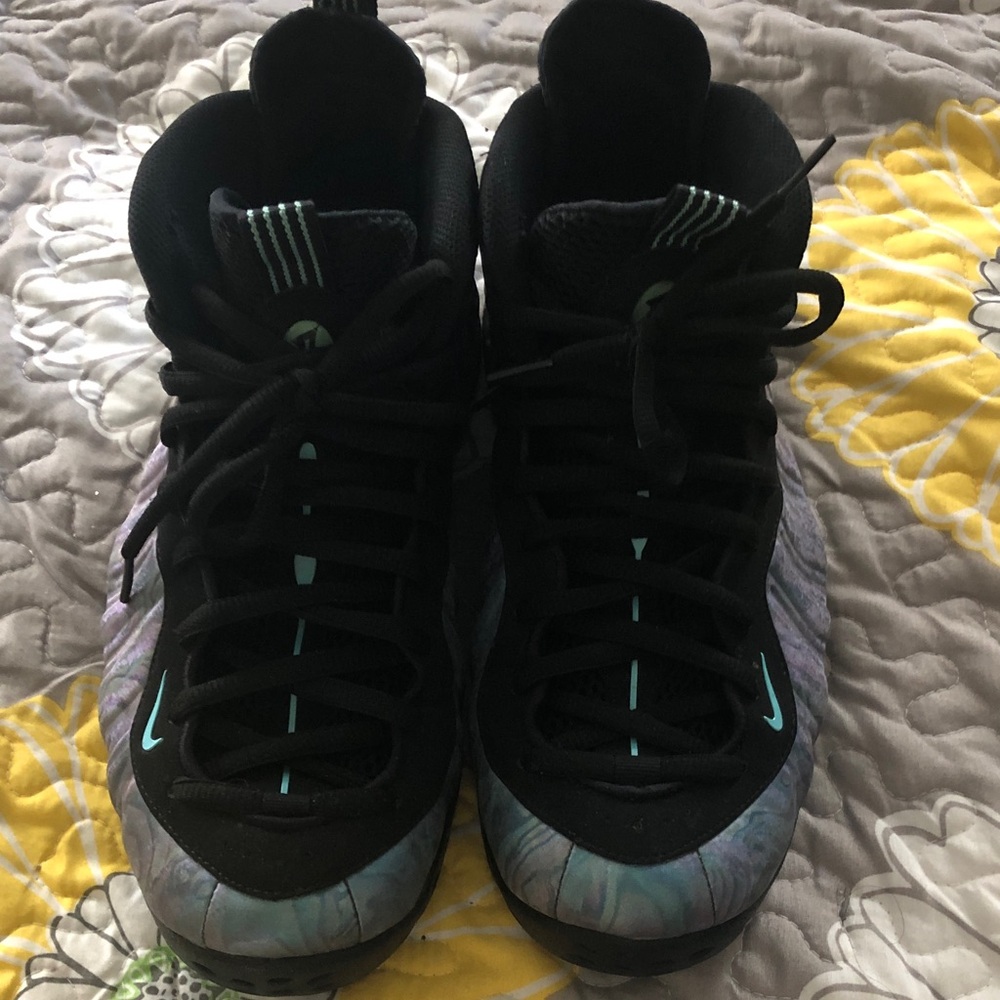 Nike Foamposite Galaxy-Style Black & Teal Sneakers